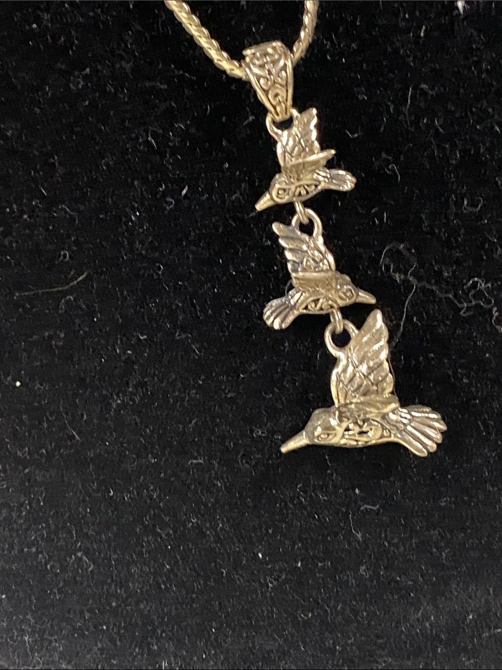 Ciani sterling 2” Hummingbird Trio Pendant 24” Sterling Necklace - Women Jewelry
